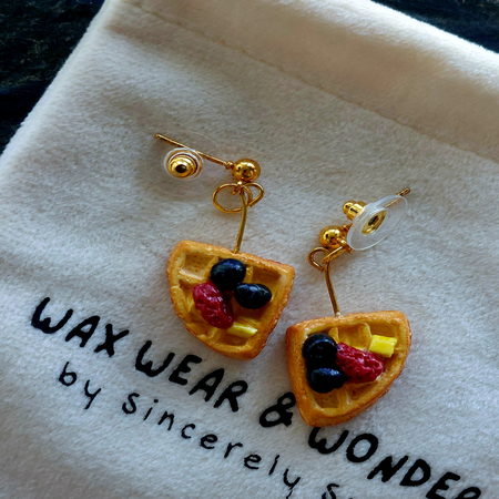 Waffle & Berry Earrings | Food Inspired Statement Earrings
