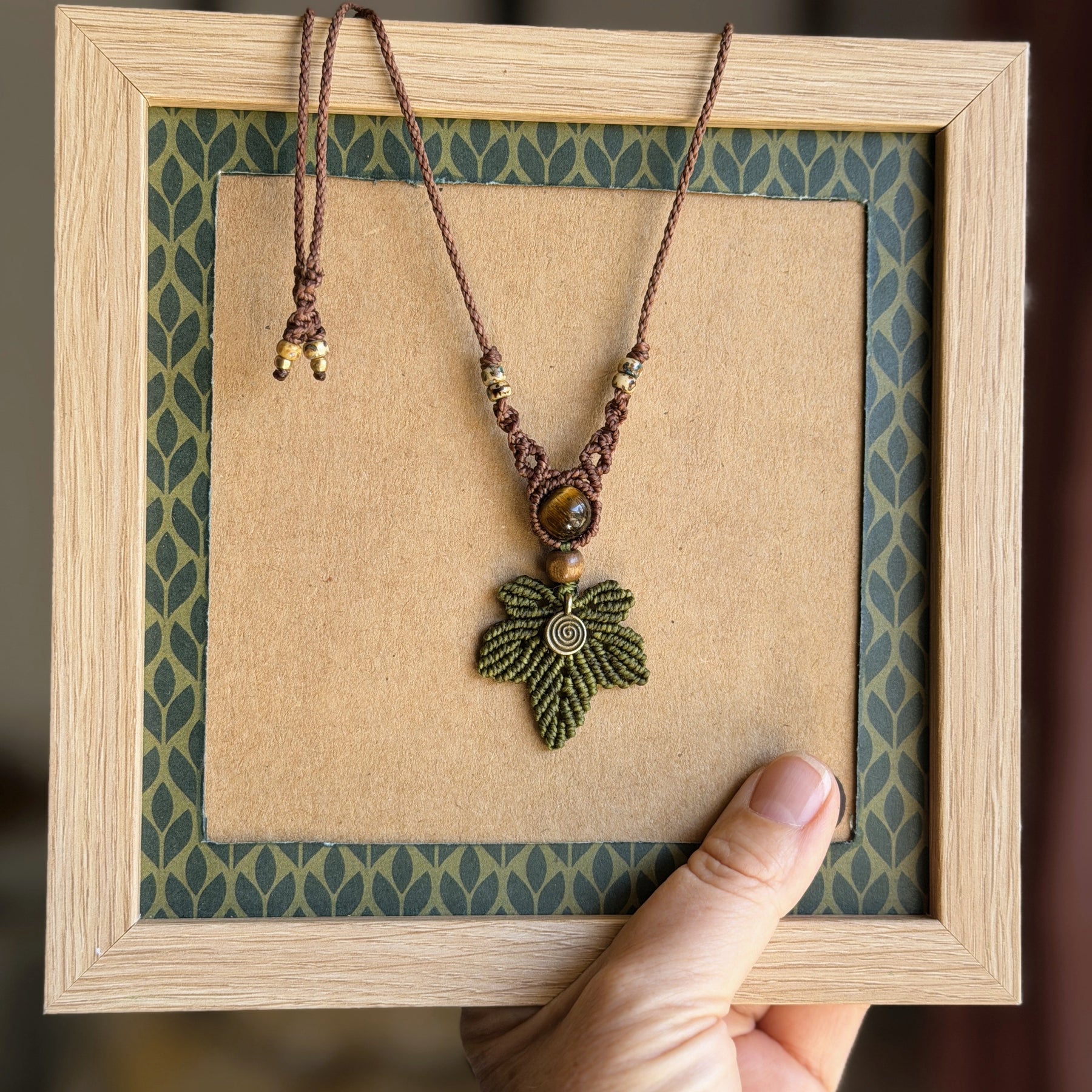 Macrame Maple Tree Leaf Necklace