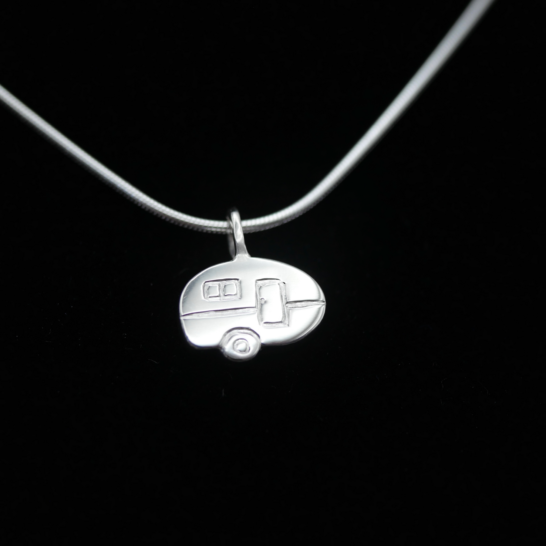 Caravan - Handmade Sterling Silver Vintage Van Pendant with Snake Chain