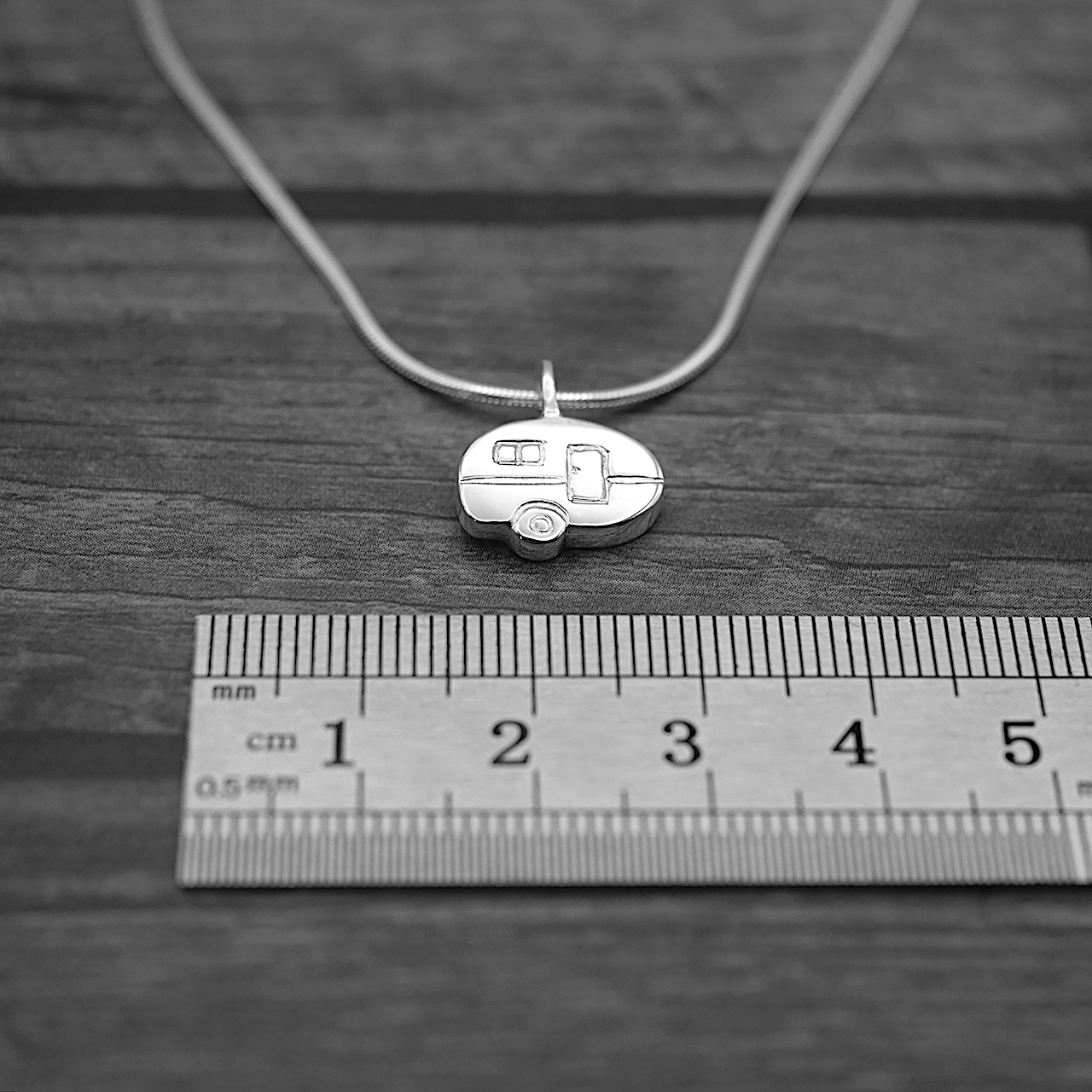 Caravan - Handmade Sterling Silver Vintage Van Pendant with Snake Chain