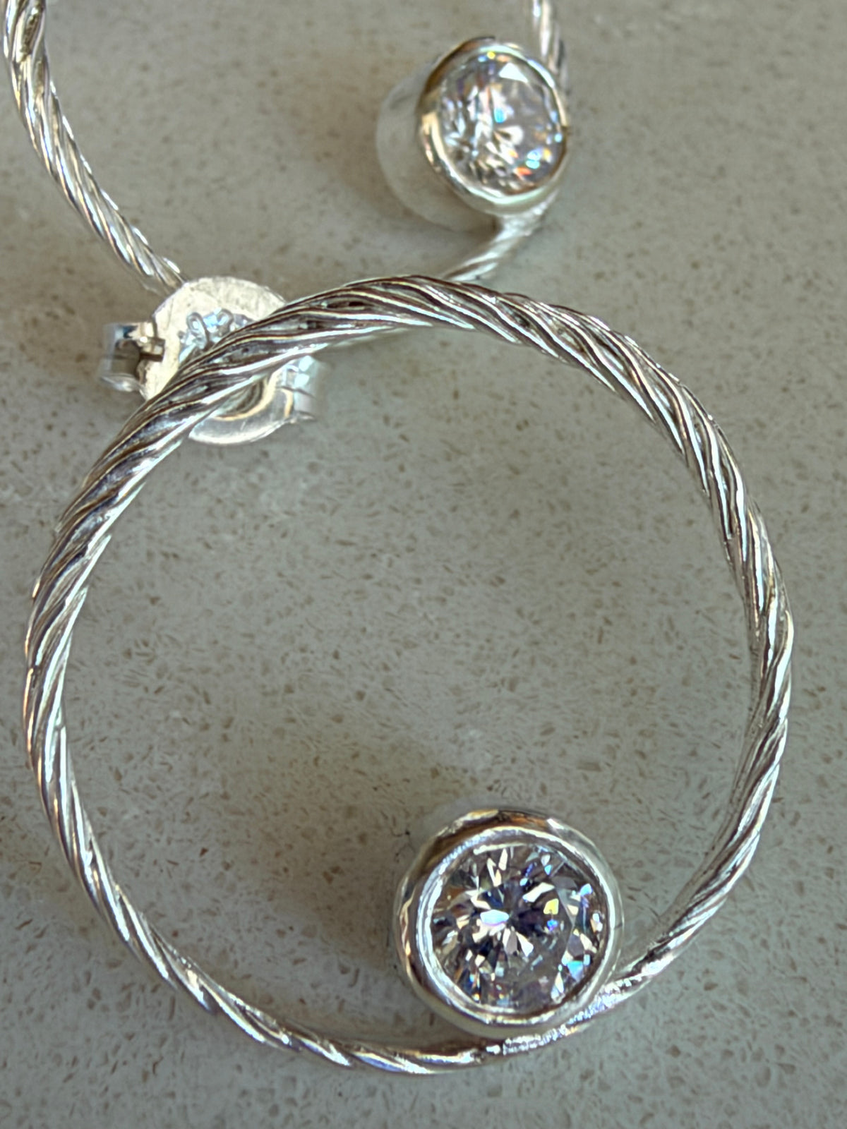 Sterling Silver Sparkling Loop Wreath Earrings