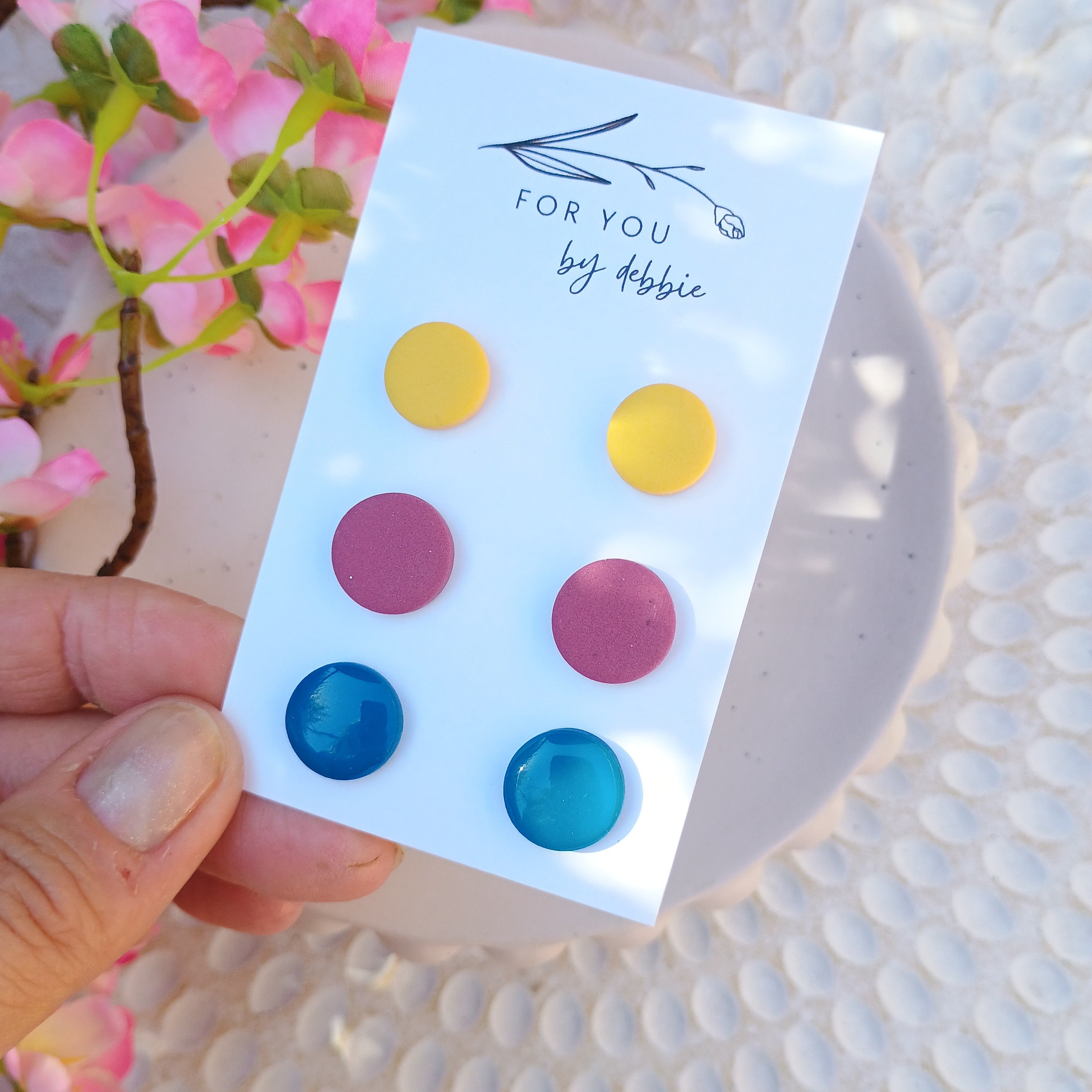 Trio set stud earrings - bright