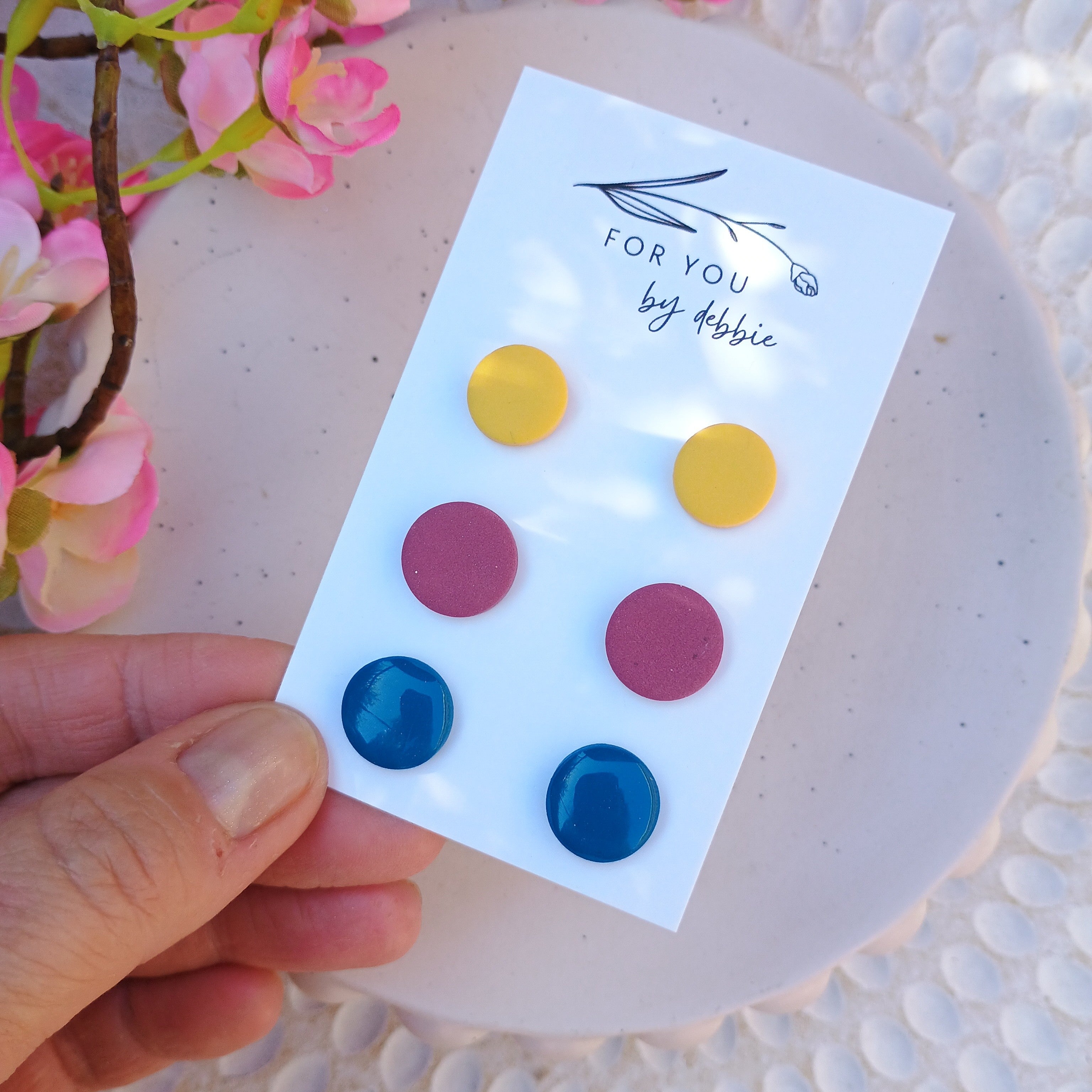 Trio set stud earrings - bright
