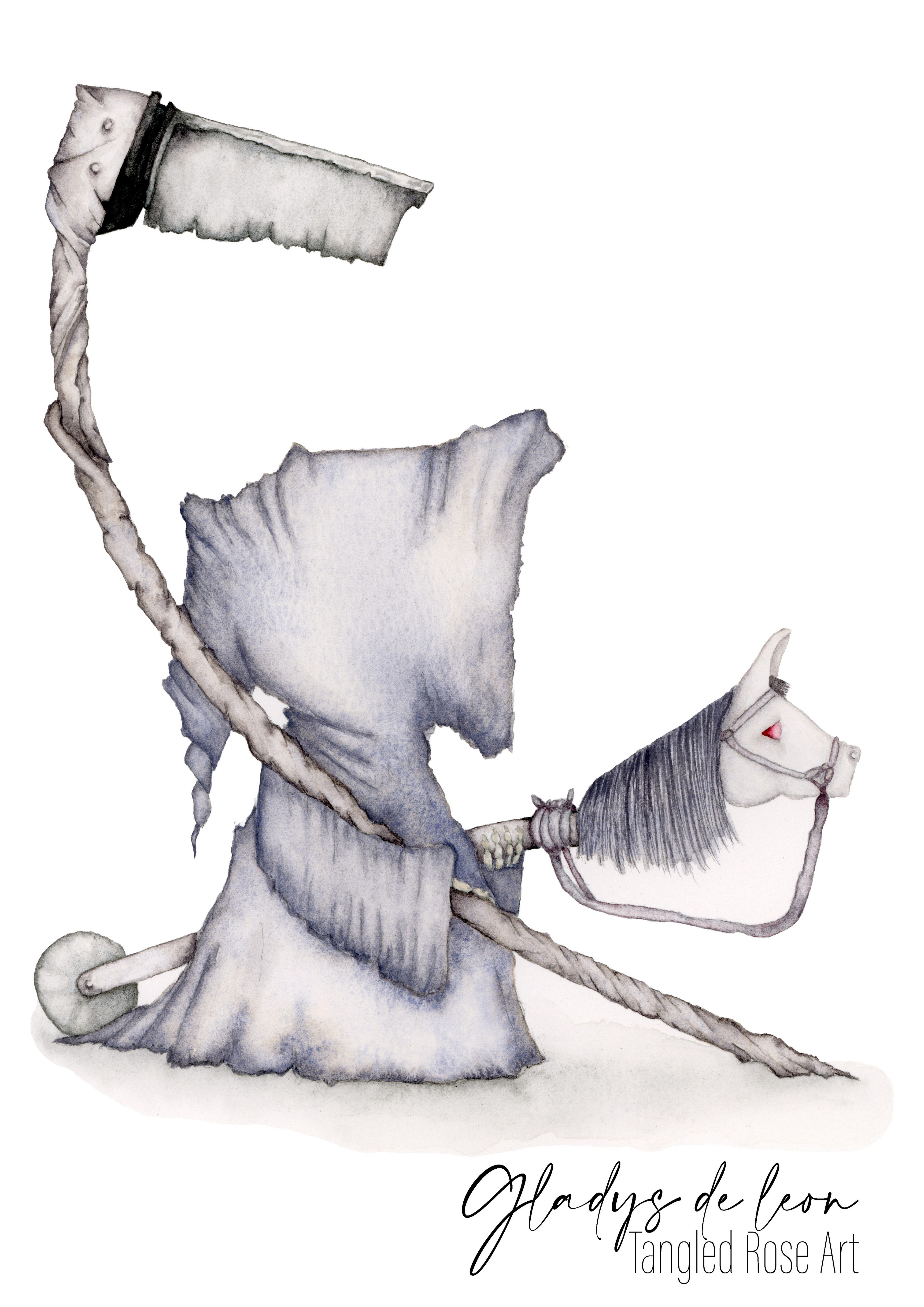 ONWARD, HORSEY ARCHIVAL PRINTS AND CARD - TANGLED ROSE ART