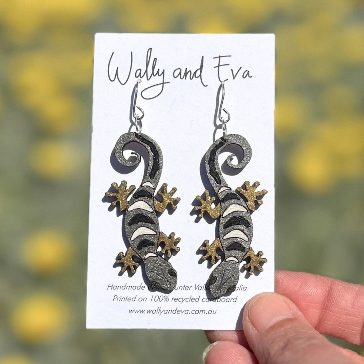 Australian Gecko Hand Painted Earrings