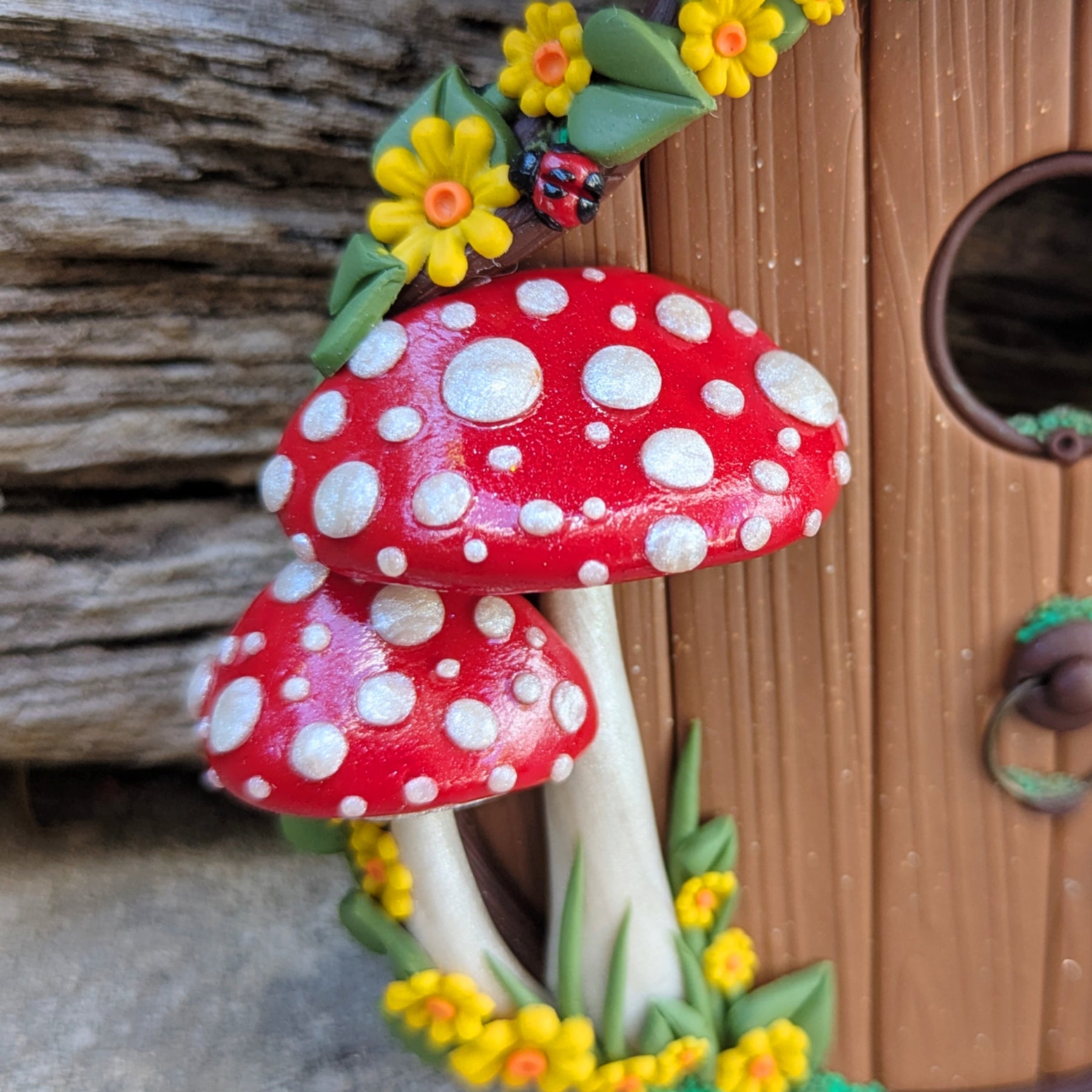 Mushroom, Butterfly Frog Fairy Door – Hand Sculpted from Polymer Clay