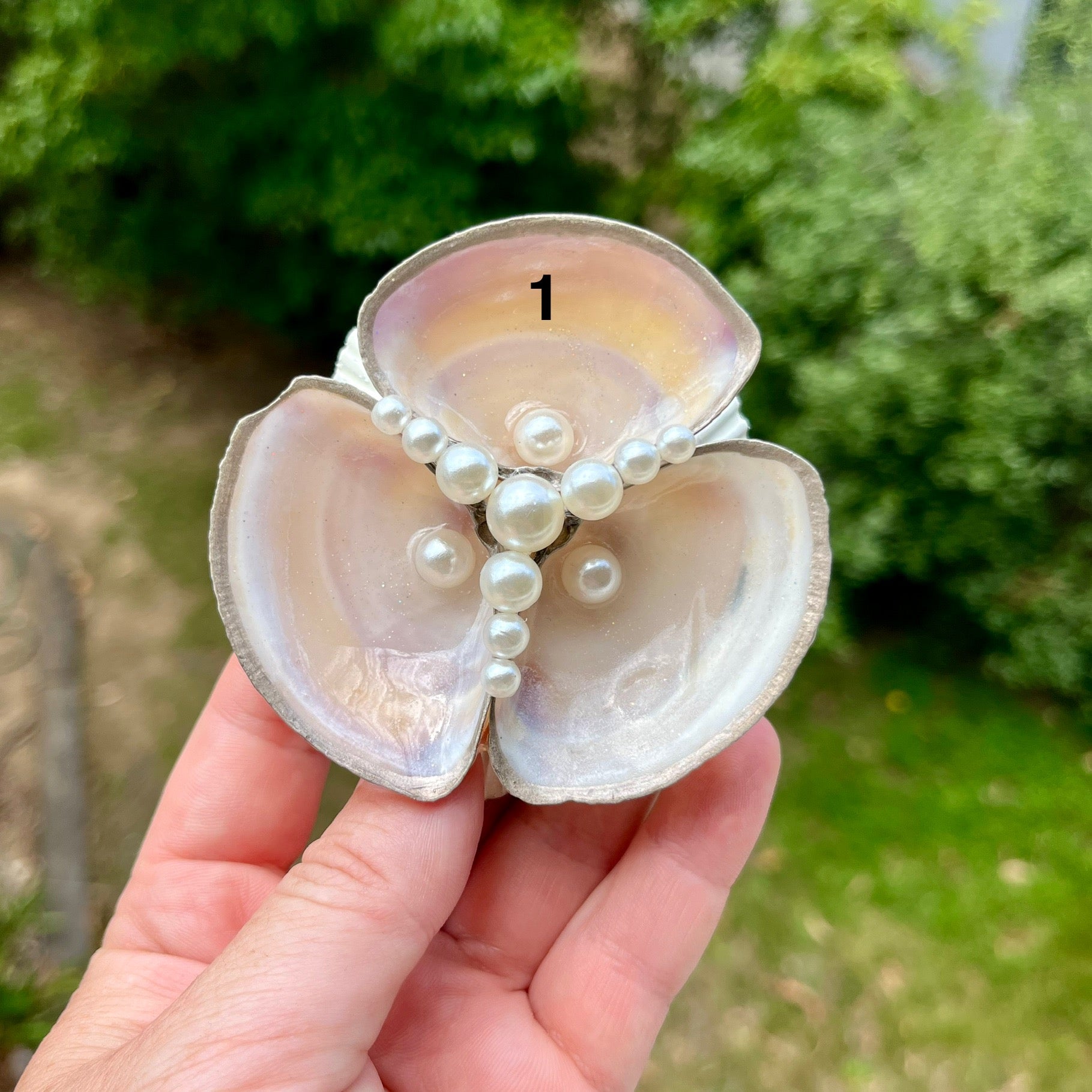 Simple Silver Pearl Trinket Dish