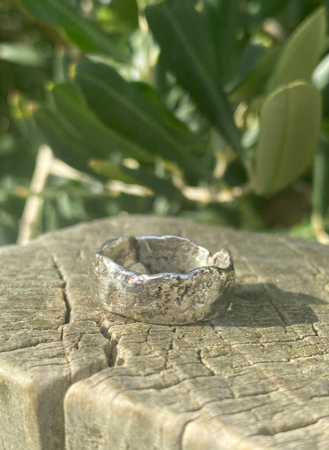 Reticulated Wide Band Sterling Silver Ring