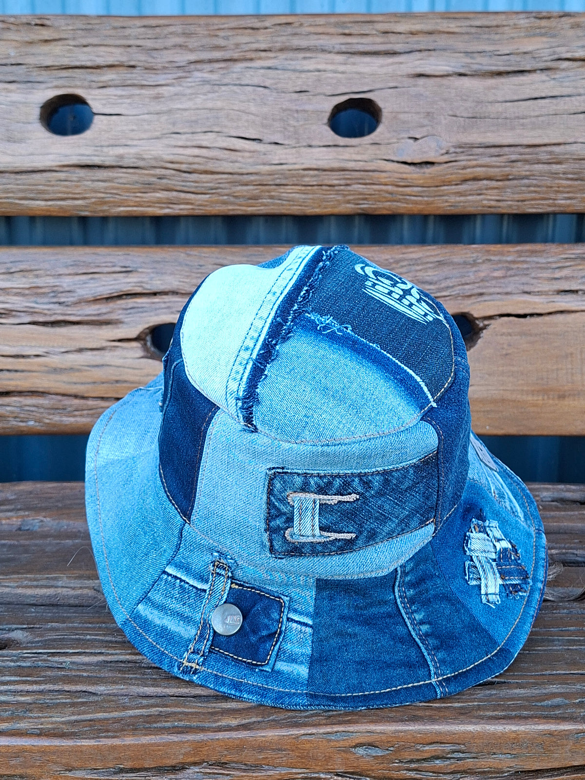 Unique, 'Jag', Gender Neutral, Recycled, Reversible Denim Bucket Hat