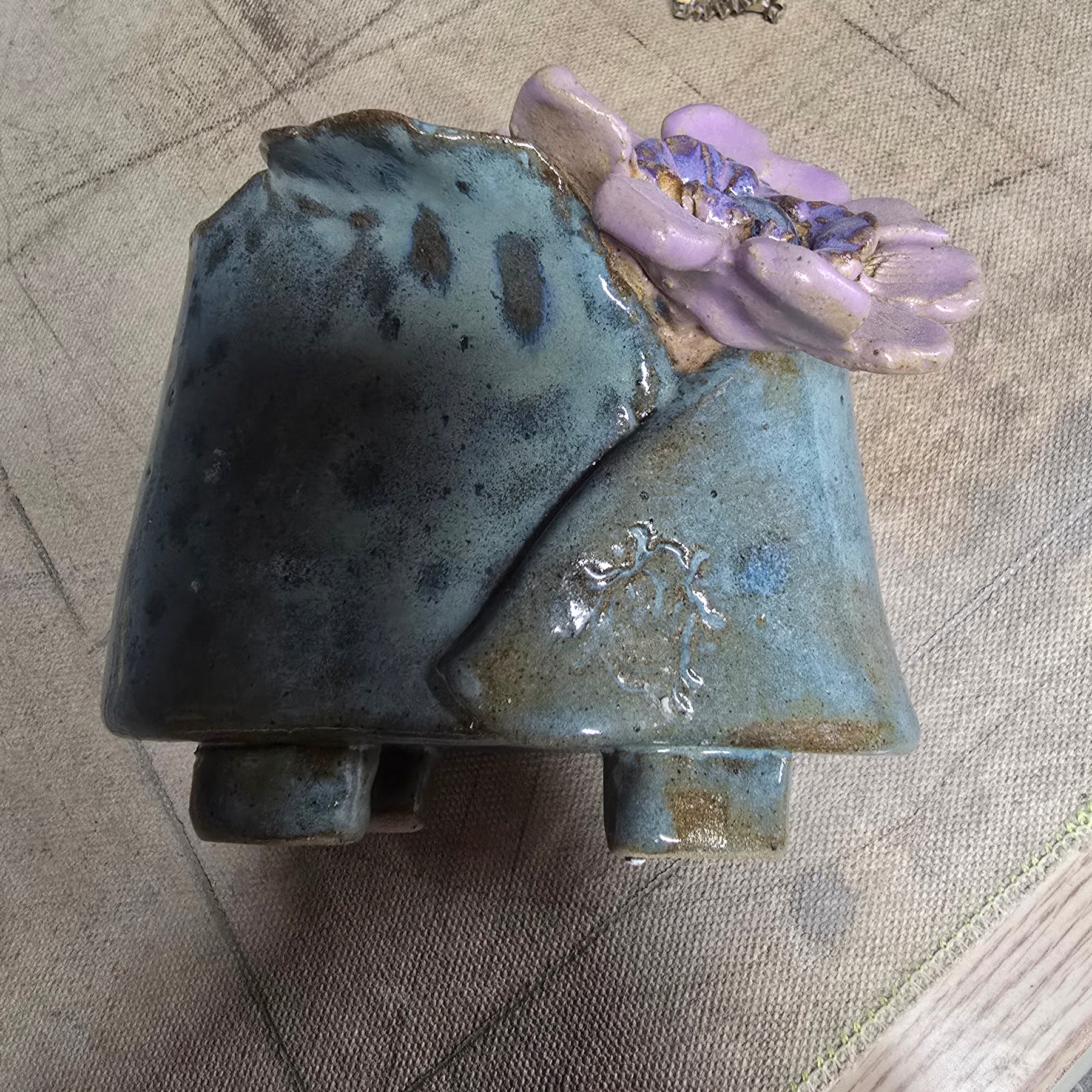 Blue and pink boho flower vase