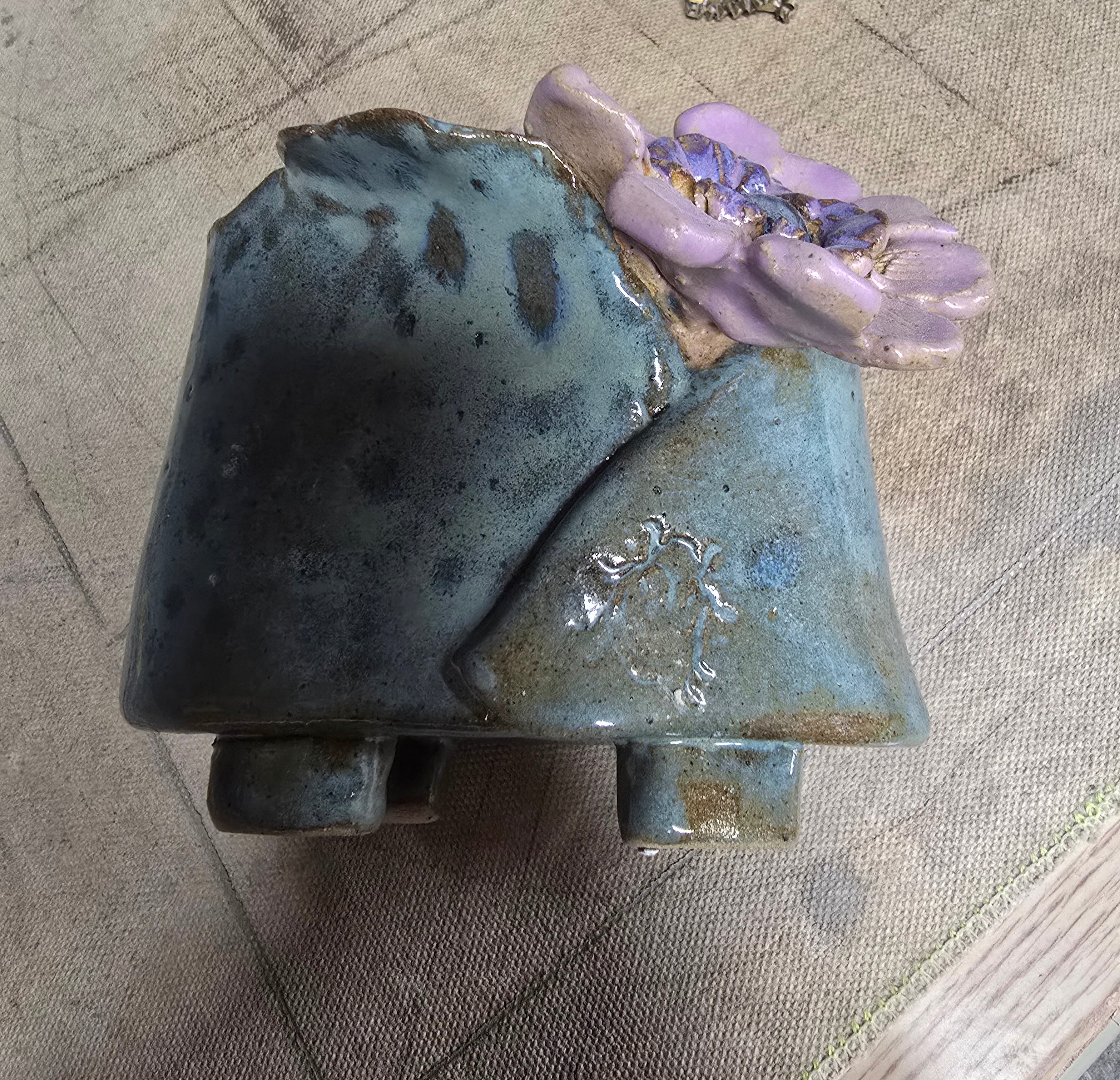 Blue and pink boho flower vase