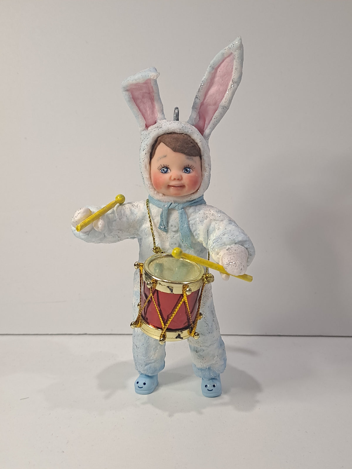 Spun Cotton Bunny Drummer Christmas Tree Ornament
