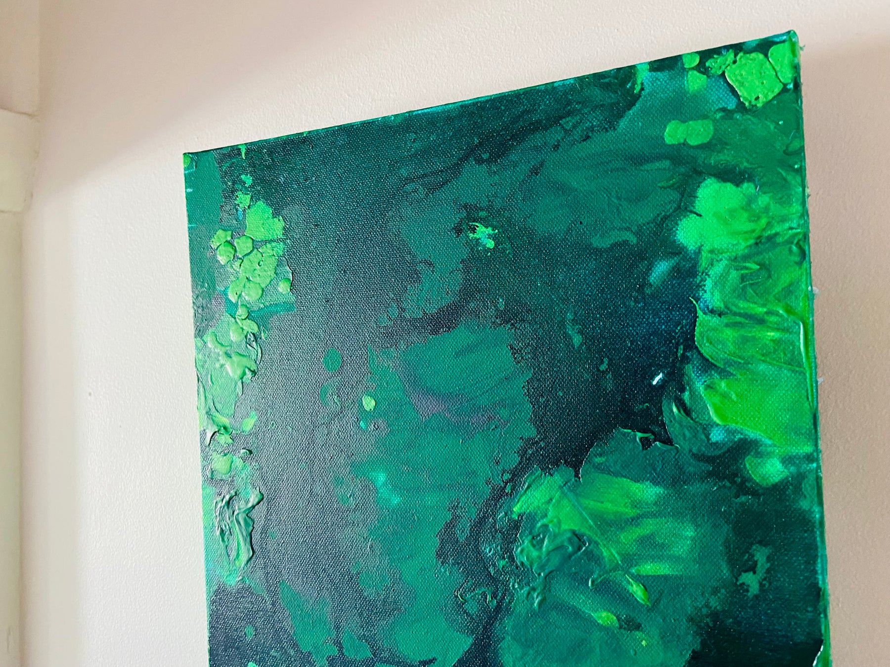 Green Aventurine Wall Art Original Abstract Acrylic Canvas Painting