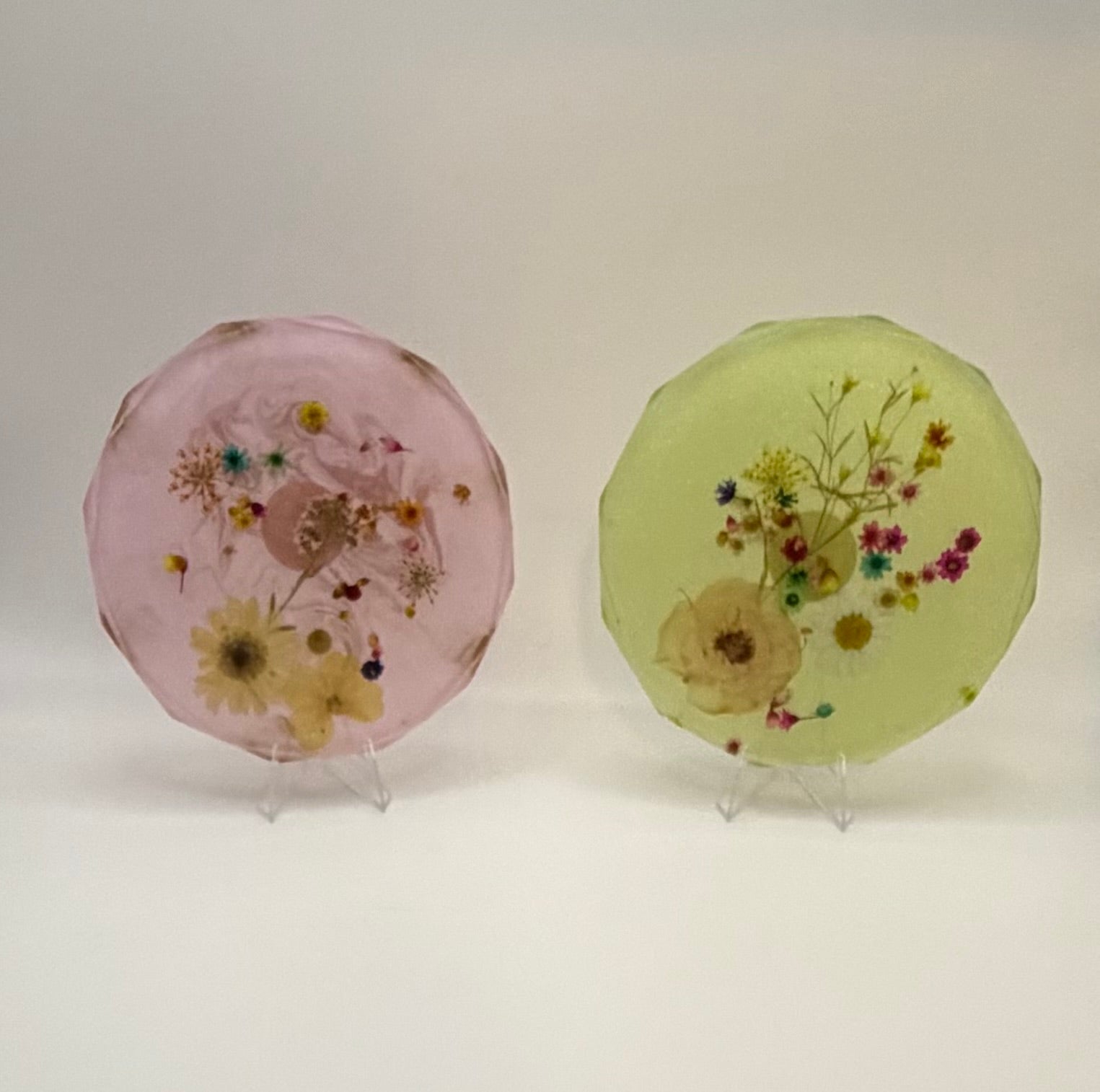 Resin floral coasters