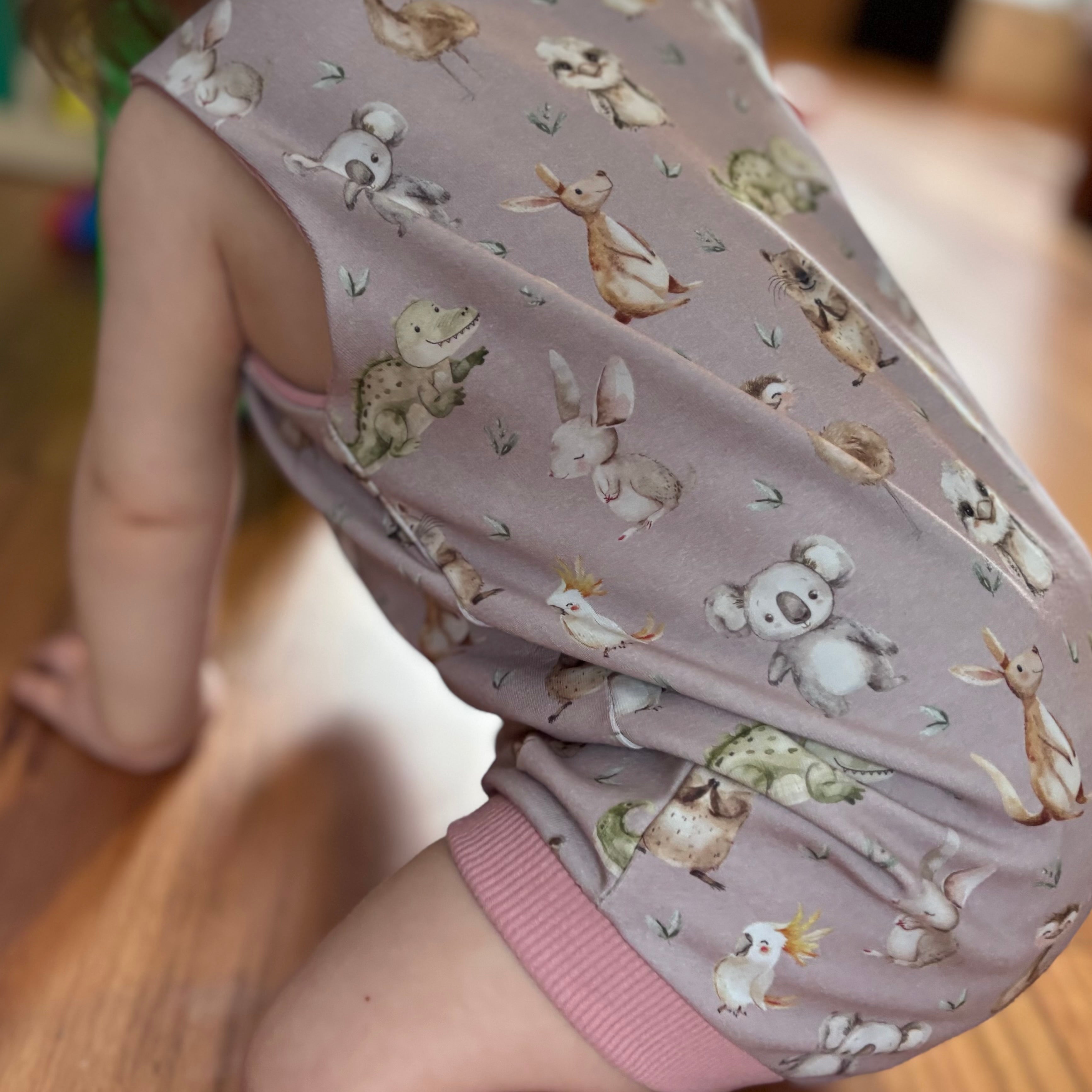 Baby Summer Romper -  Pink Australian Animals