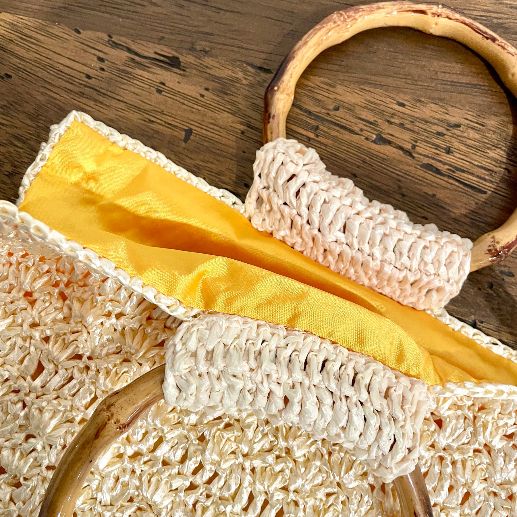 Retro Crochet Straw Handbag, One of a Kind