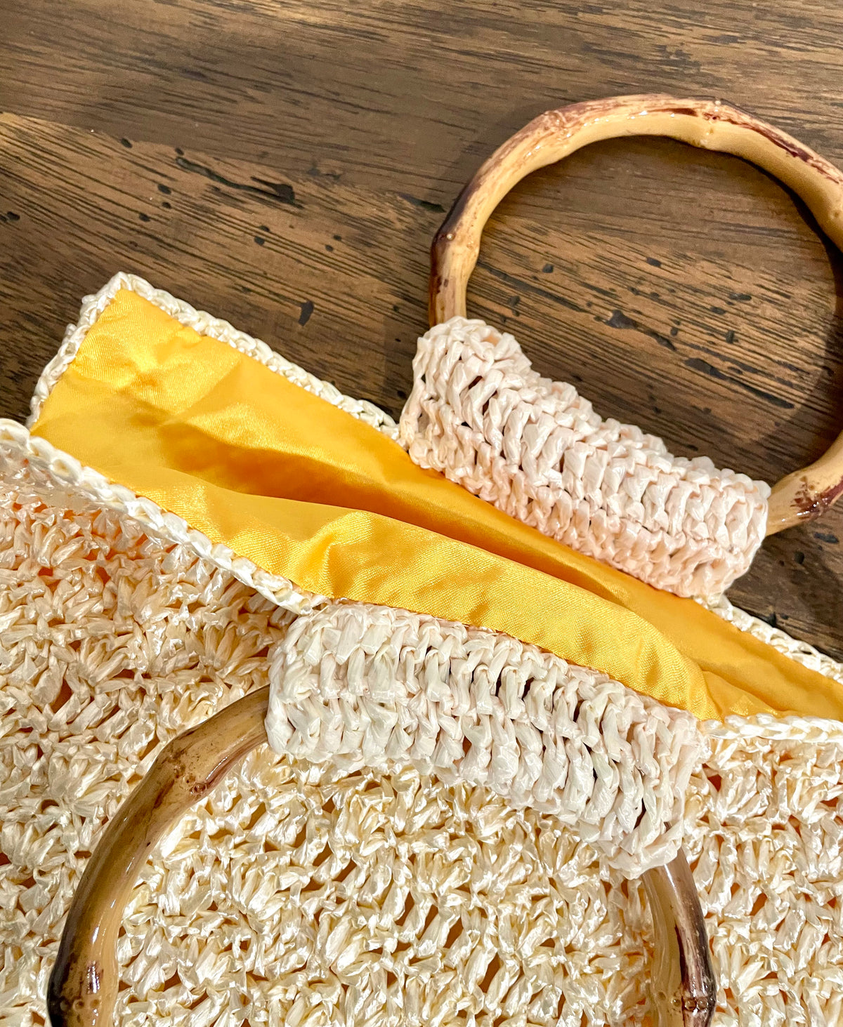 Retro Crochet Straw Handbag, One of a Kind