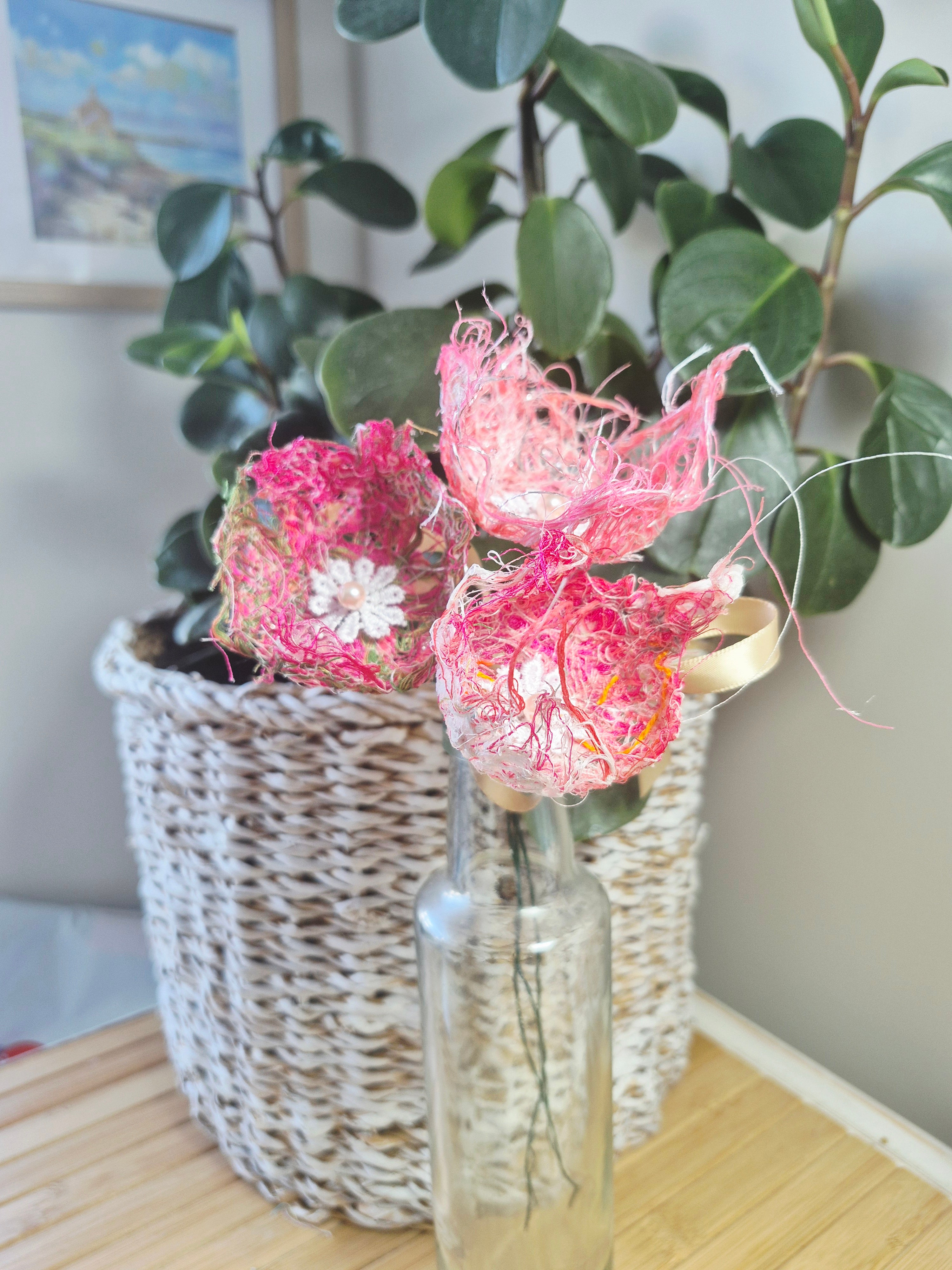Bunch of 3 Fabric Flowers