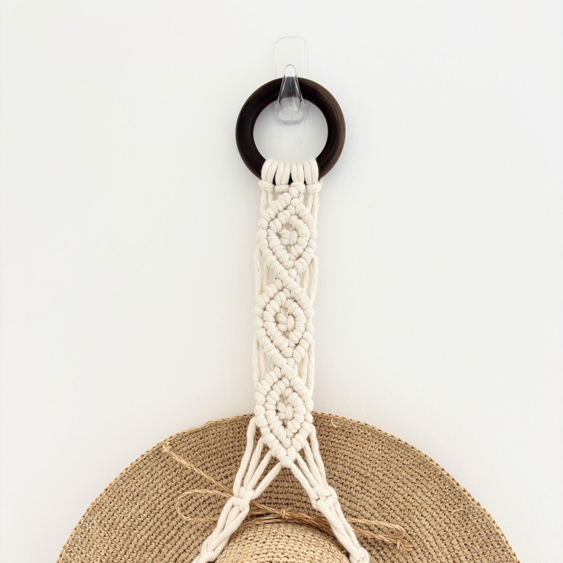 Macrame Hat Hanger - Double - Driftwood or Wood Ring Option