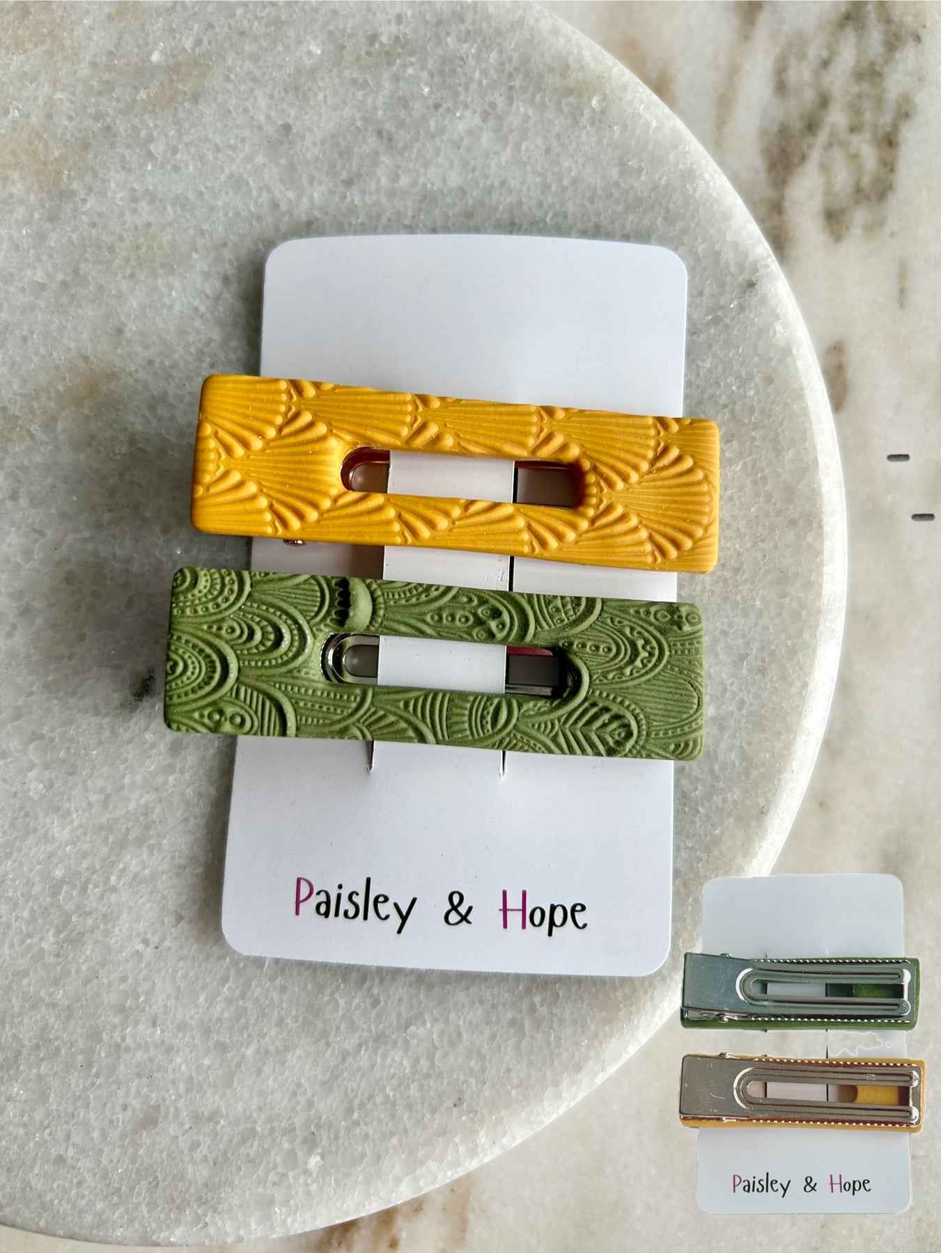 Polymer Clay Hair Clip - pack of 2 - Choose colour/design