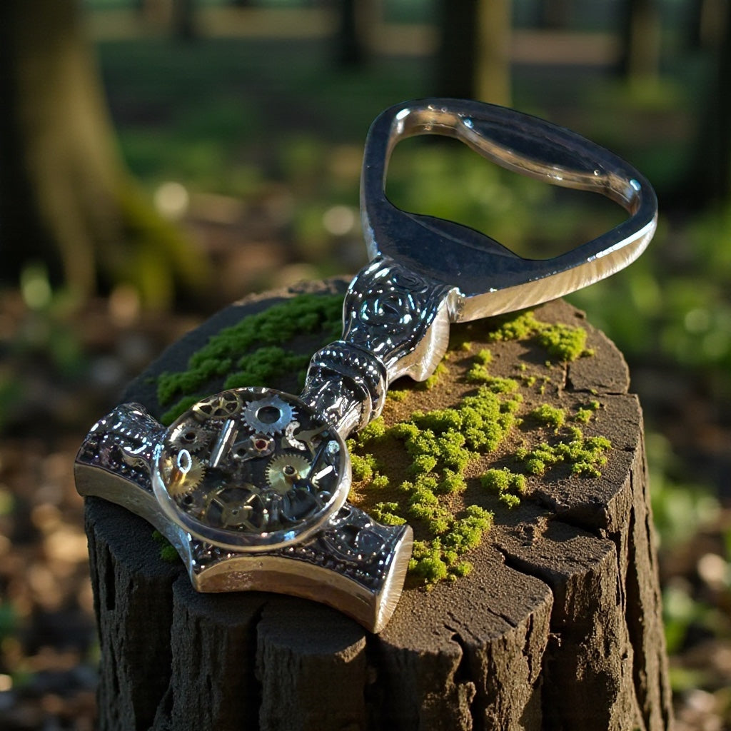 Steampunk watch parts hammer bottle opener
