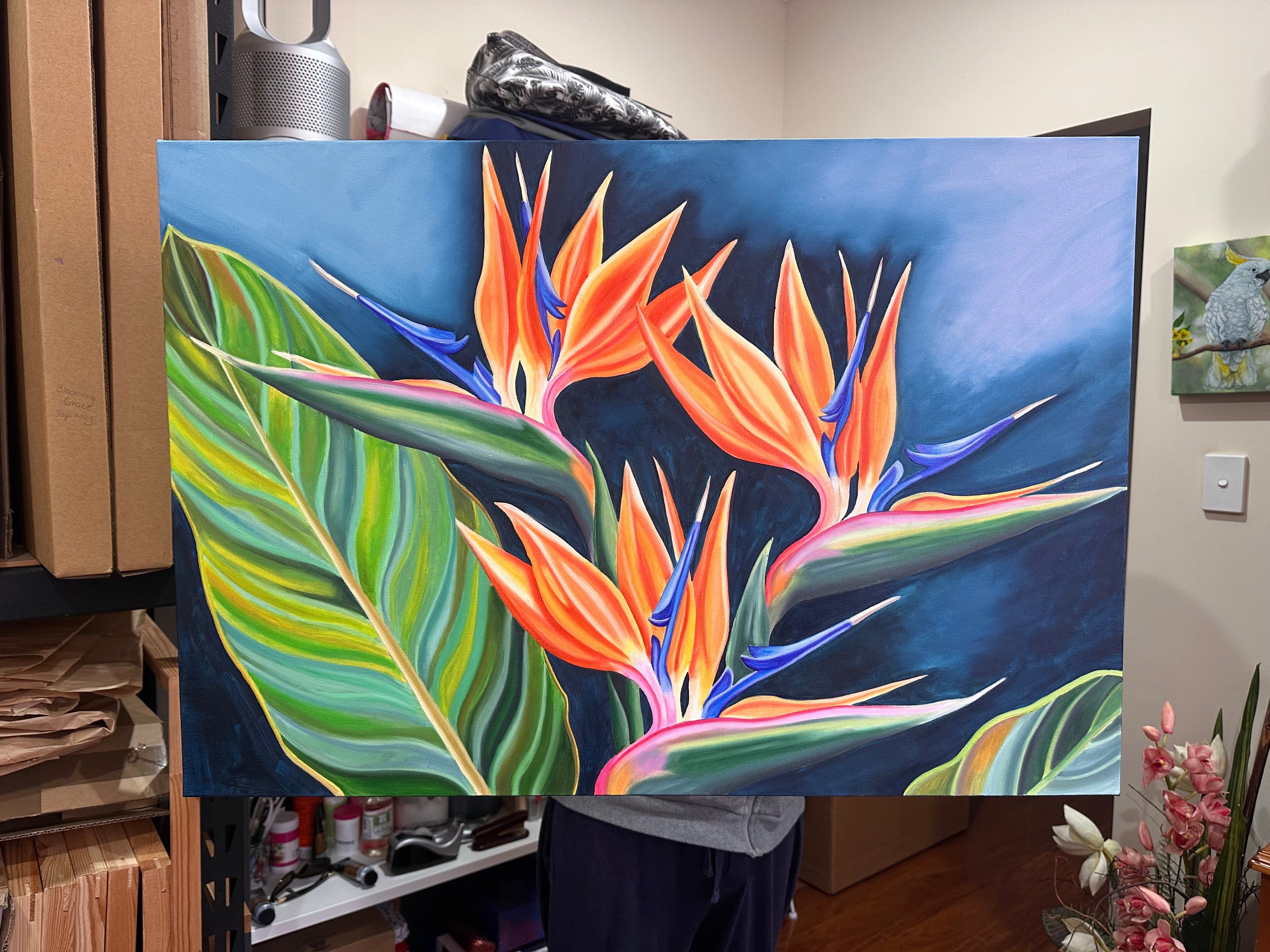 Tropical Radiance - Bird of Paradise Original Oil Painting - Hand Painted