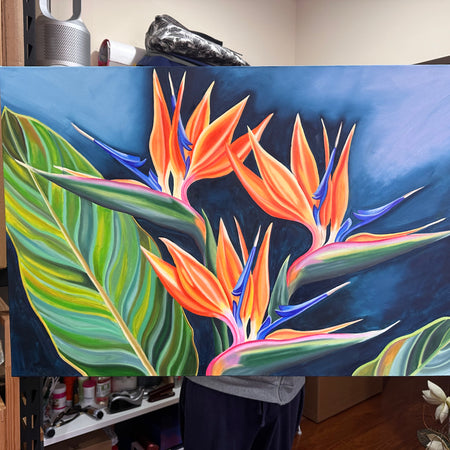 Tropical Radiance - Bird of Paradise Original Oil Painting - Hand Painted