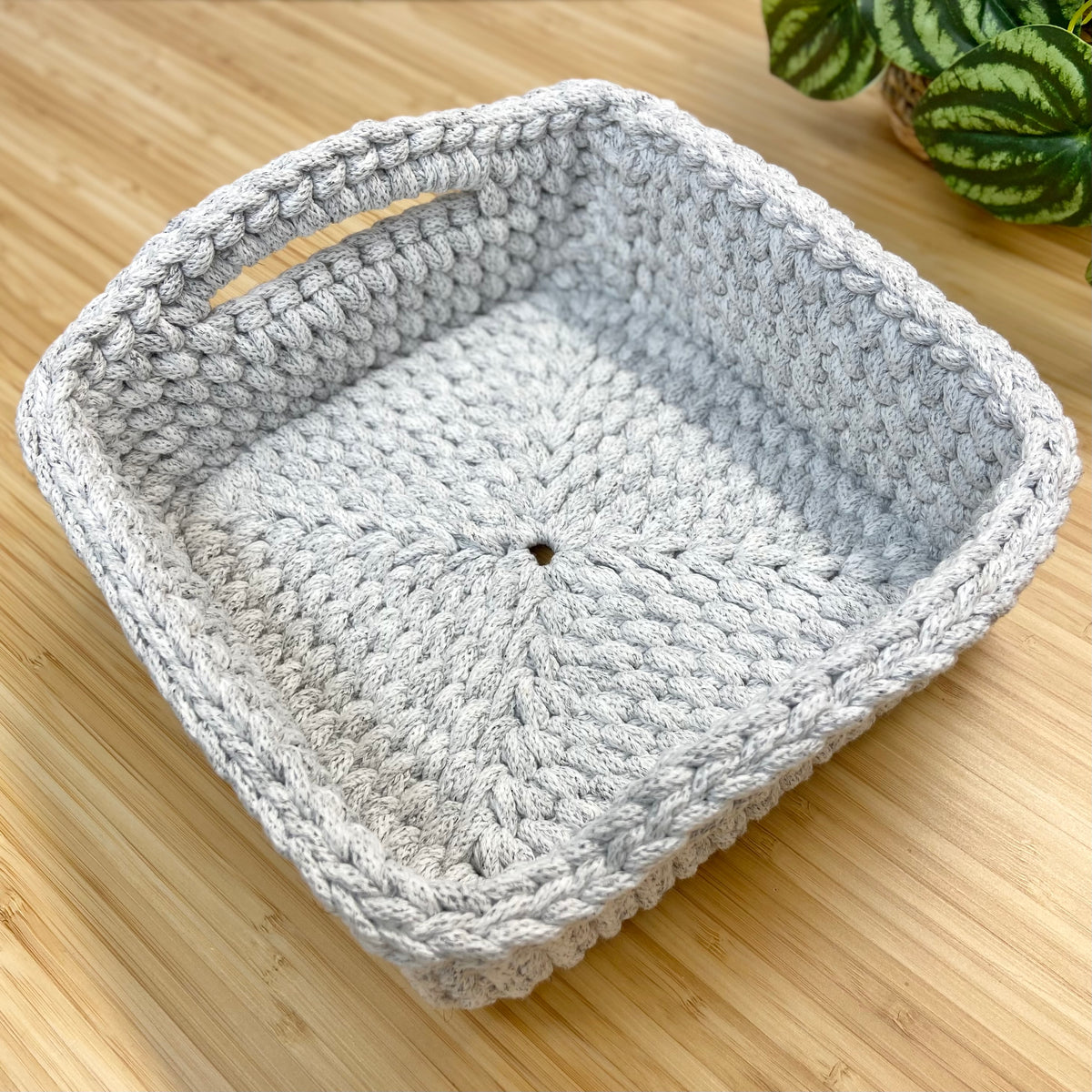 Handmade Crochet Basket - Marble - Square