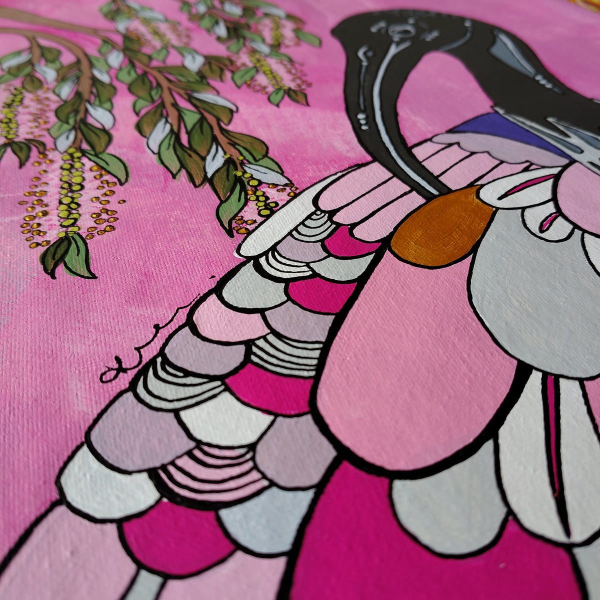 A3 ORIGINAL ARTWORK - "It's a Fancy Bin Chicken #2"- abstract art