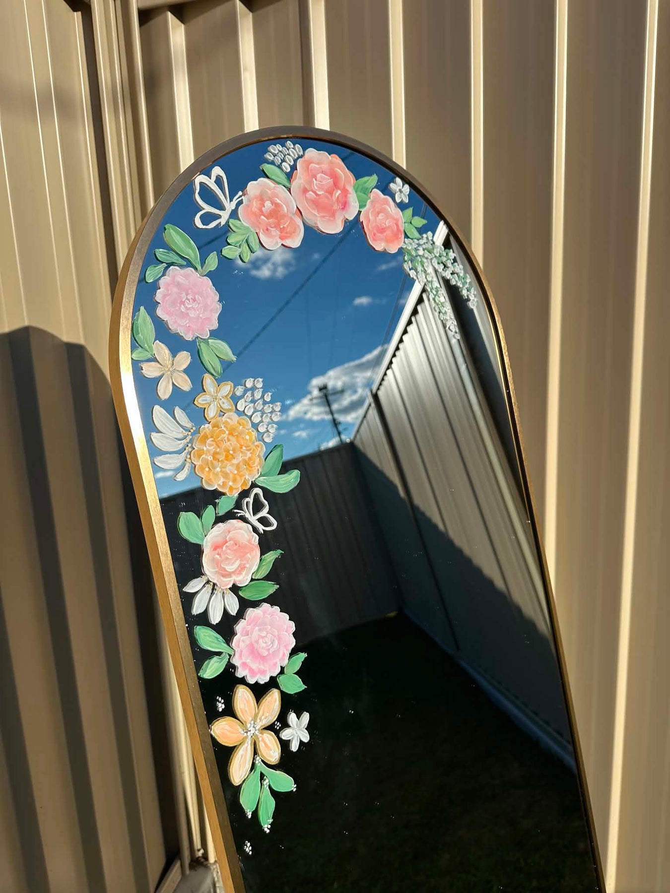 Hand Painted Wedding Welcome Mirror | Custom Personalised Standing Sign