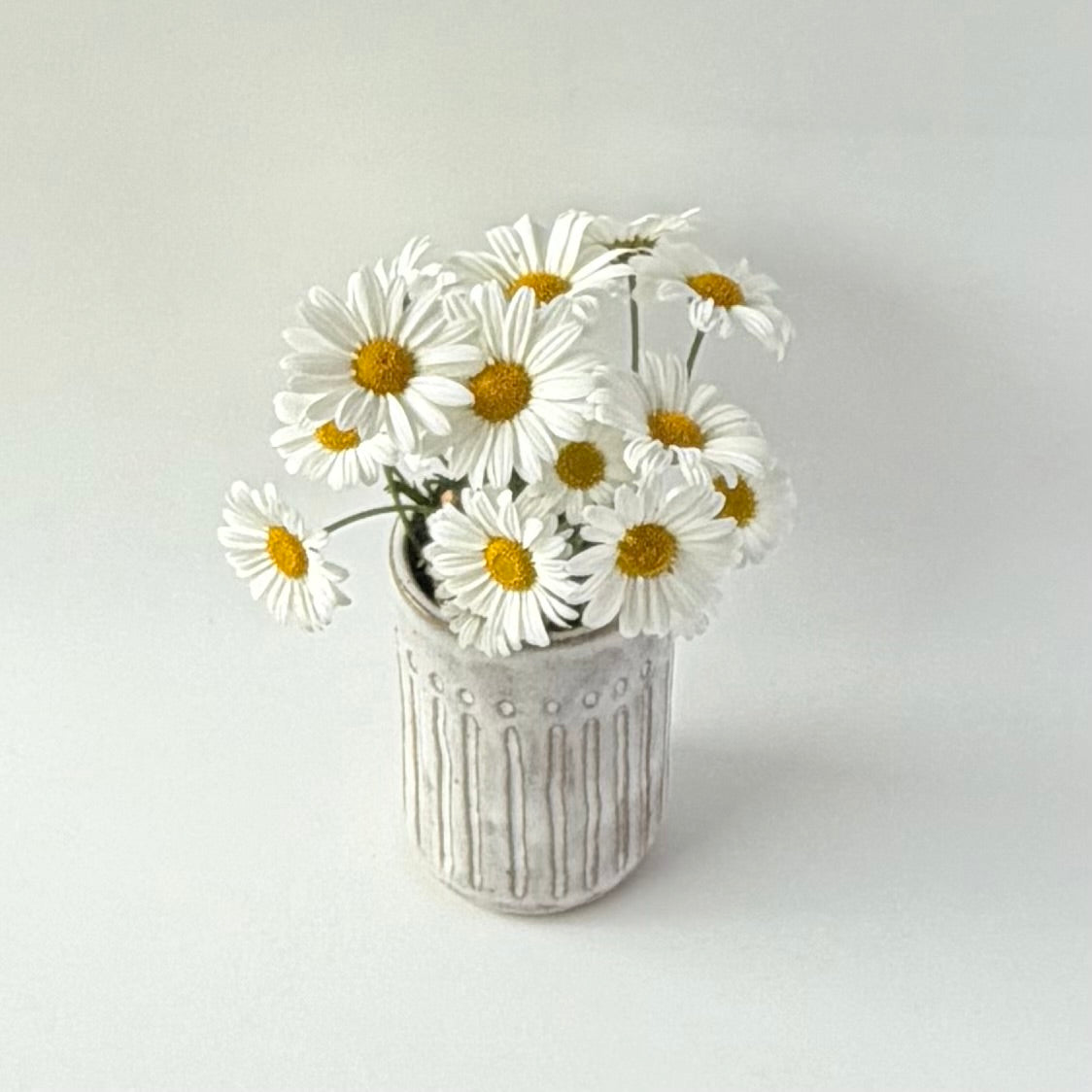 Handmade Ceramic Vase - Textured Stripe Off-White