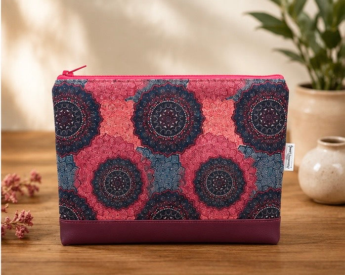 Handmade Statement Pouch - One of a Kind - Earthy Mandala Inspired