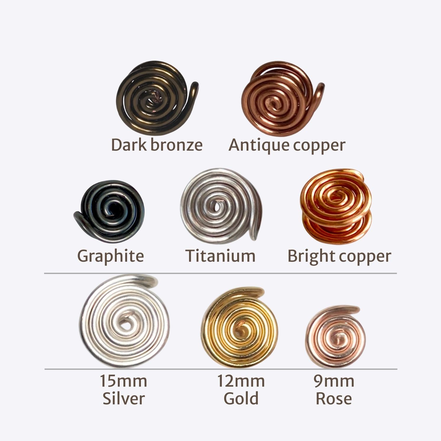 Spiral ear cuff | gold silver copper rose titanium & more | Clip on Compression | 3 sizes