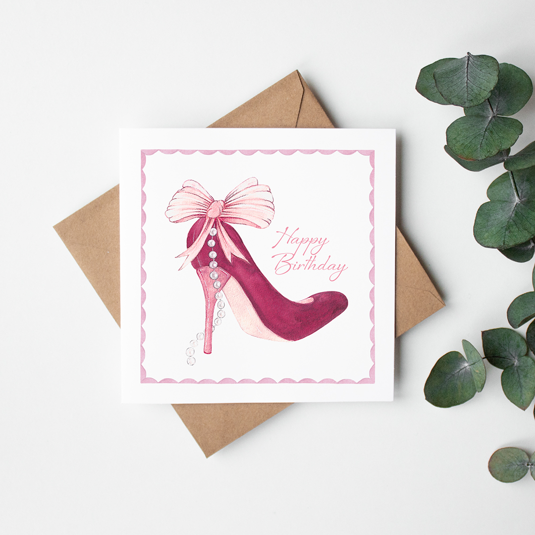 Ariana Bow Shoe Birthday Card