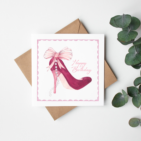 Ariana Bow Shoe Birthday Card