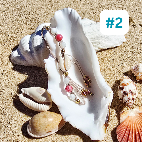 Cowrie Shell and Gemstone Macrame Bracelet