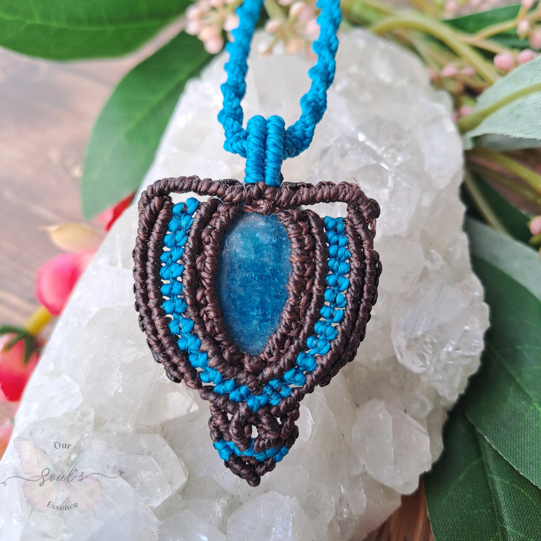 Blue Apatite Micro Macramé Necklace