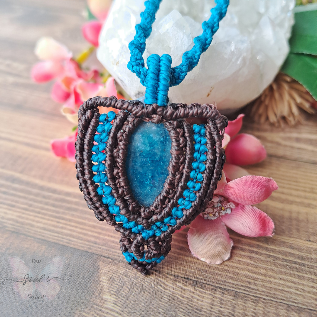 Blue Apatite Micro Macramé Necklace