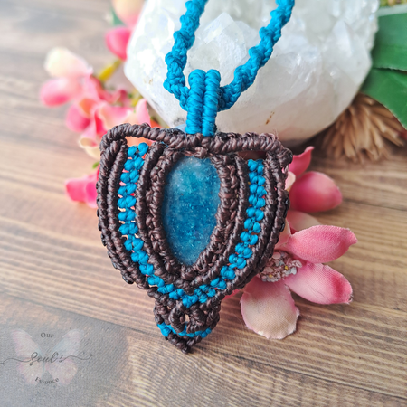 Blue Apatite Micro Macramé Necklace