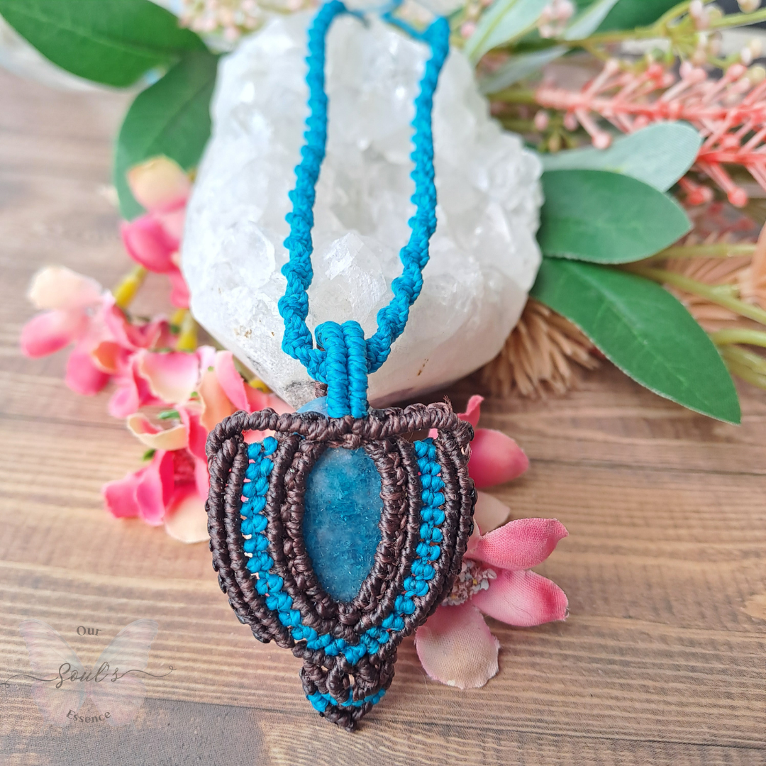 Blue Apatite Micro Macramé Necklace