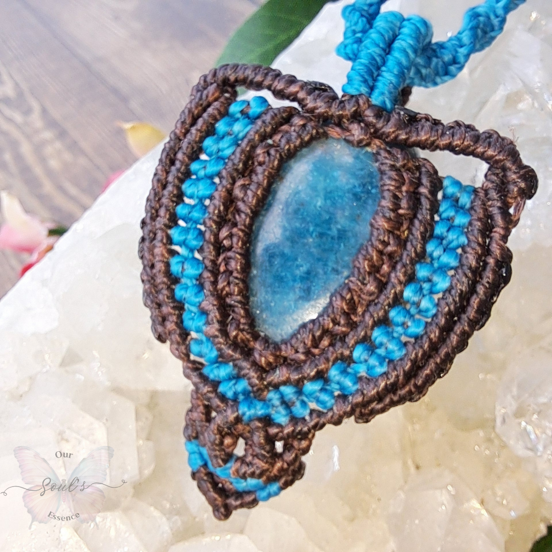 Blue Apatite Micro Macramé Necklace