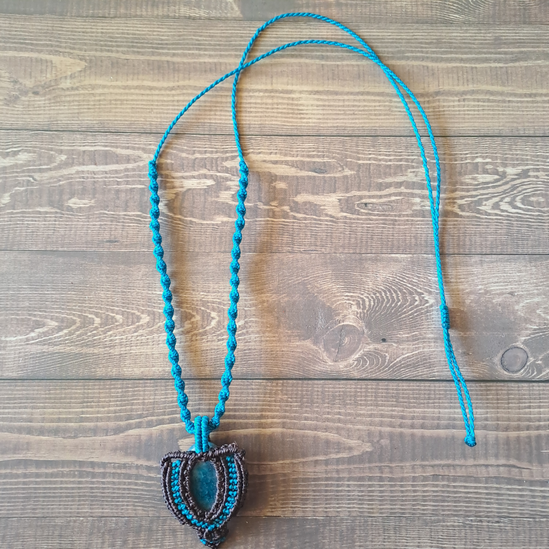 Blue Apatite Micro Macramé Necklace