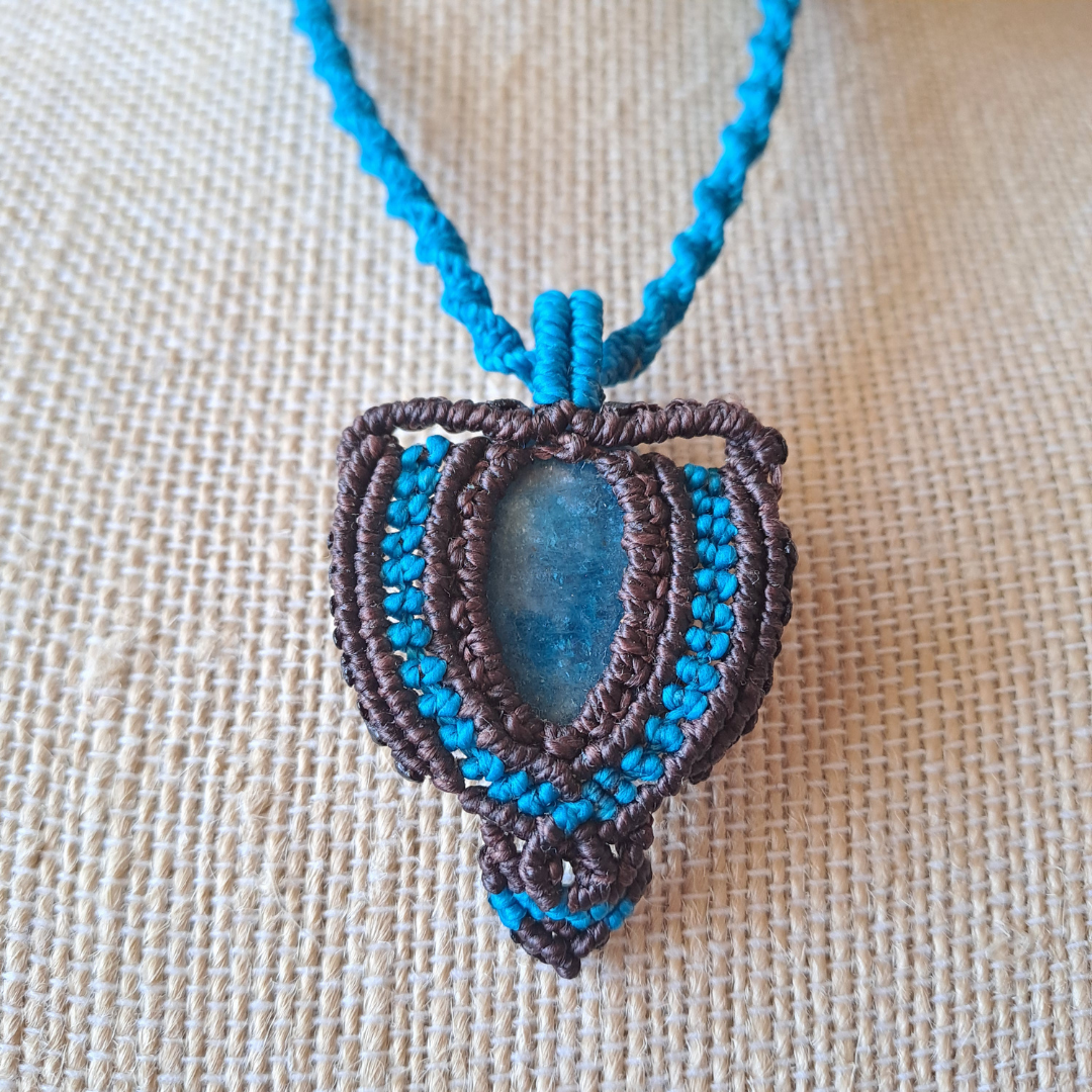 Blue Apatite Micro Macramé Necklace
