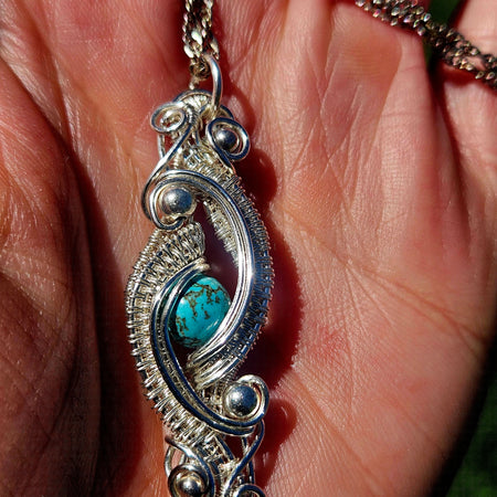 Handcrafted Turquoise Wire-Wrapped Pendant Necklace