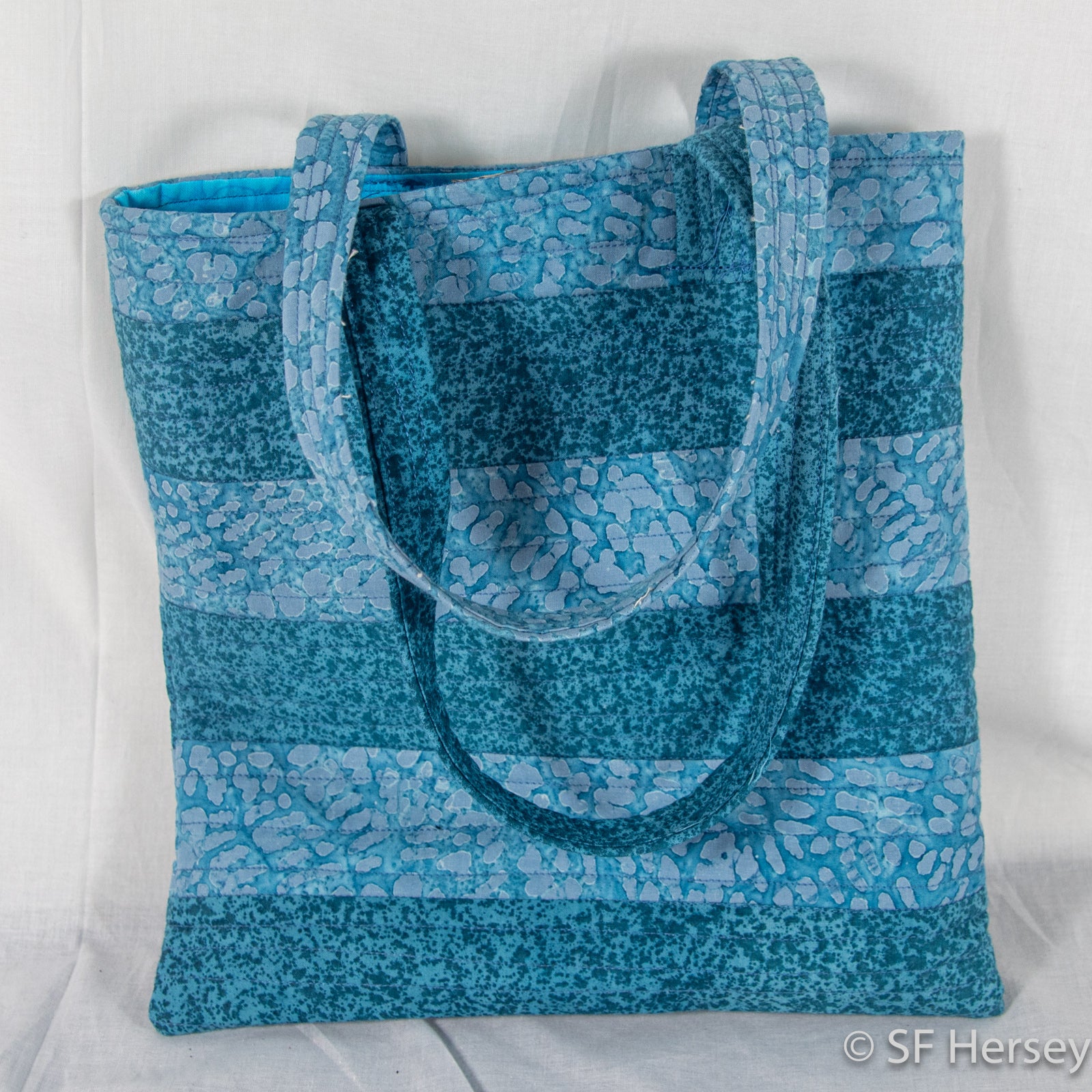 Blue Horizontal Striped Small Tote