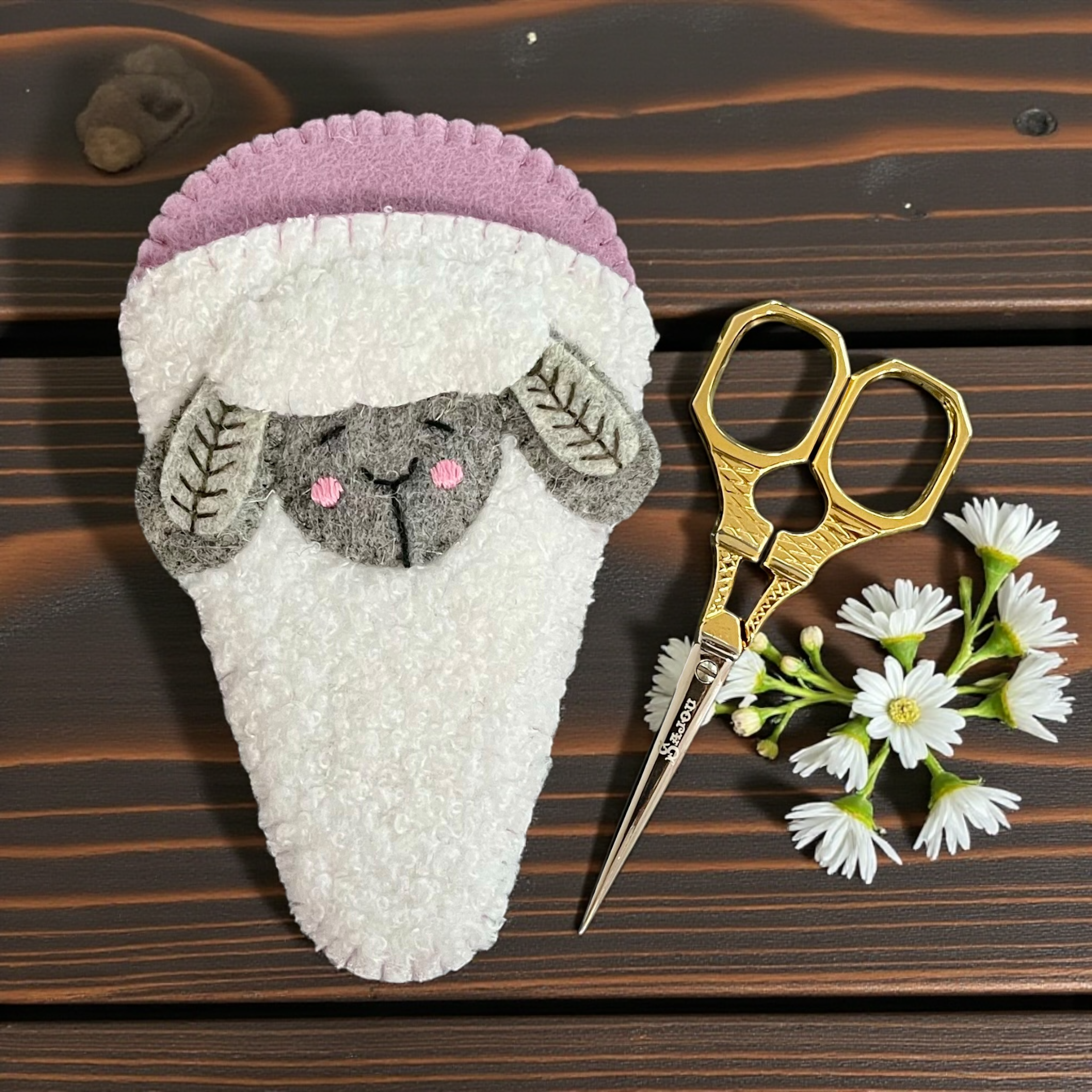 Handmade Felt Woolly Sheep Scissor Keeper
