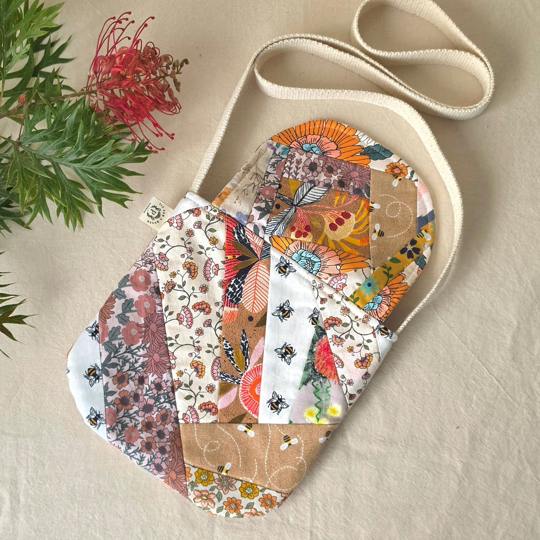 Repurposed Fabric Messenger Bag | Autumn Colours