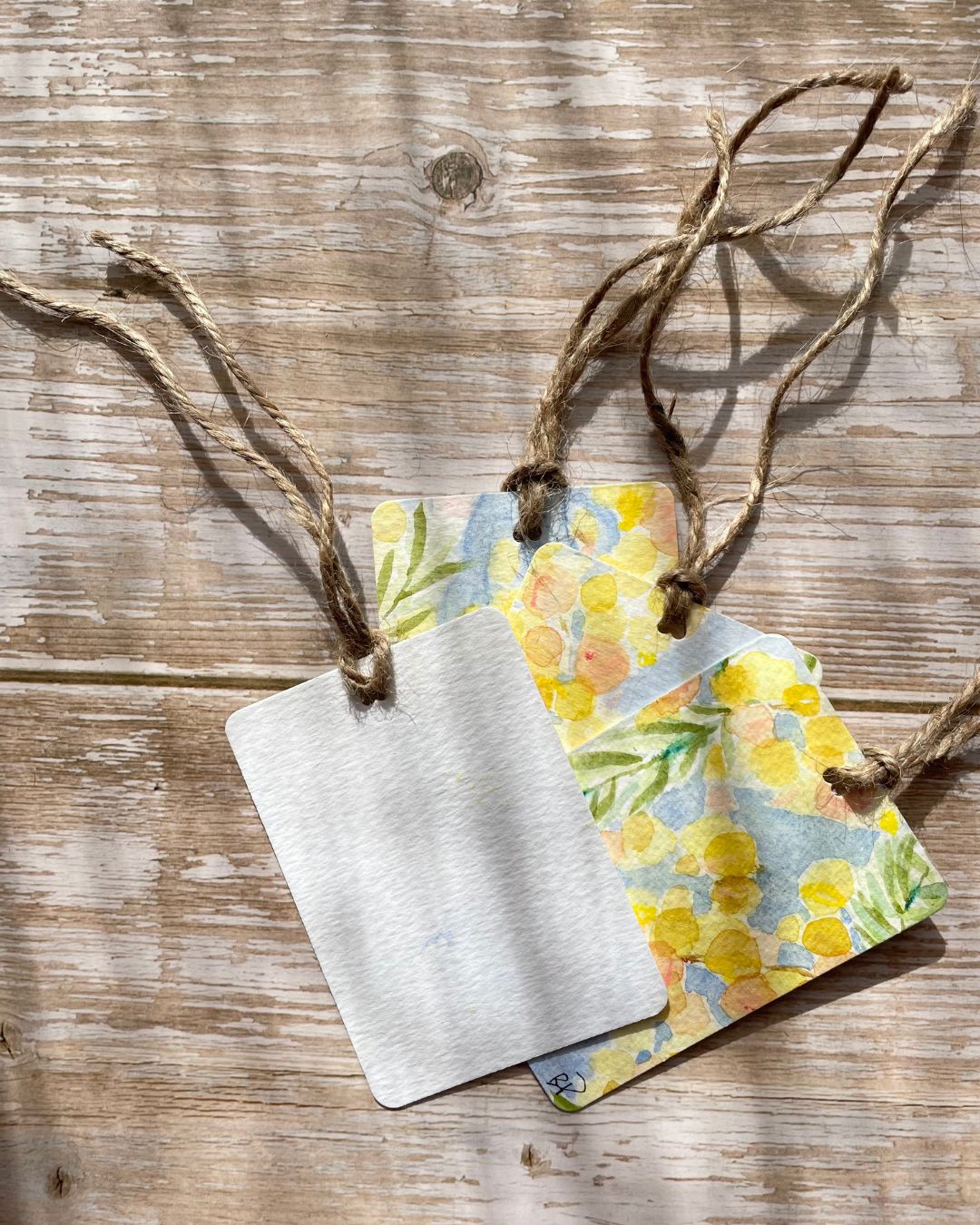 Original Handmade Watercolour Gift Tags (Set of 4) I Wattle Collection