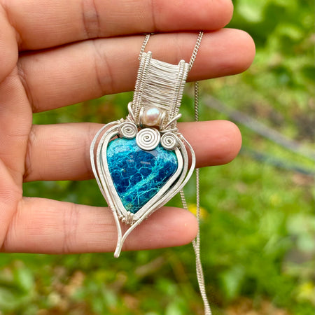 Pearl Shattuckite silver Crystal pendant