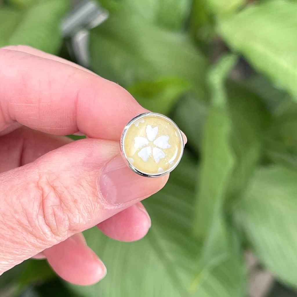 Creamy Butter Yellow and White Flower Earrings • Handmade with Origami Papers